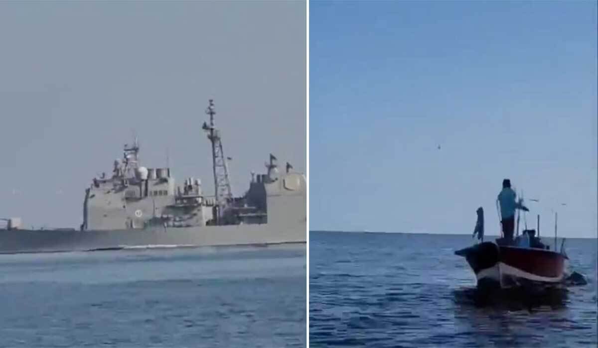 ببینید | حرکت جالب قایق صیادی بوشهری در تذکر به ناوشکن آمریکایی ببینید | حرکت جالب قایق صیادی بوشهری در تذکر به ناوشکن آمریکایی